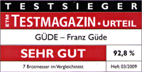 Guede Brotmesser hat Messertest mit sehr gut bestanden